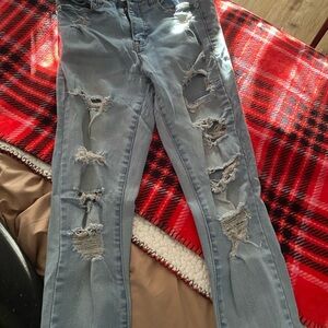 Aeropostale High Rise Blue Distressed Jeans
